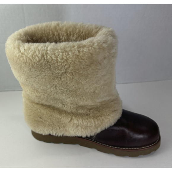 UGG Australia Maylin Women's Leather Shearling Boots Chestnut Brown Size 8 - Picture 6 of 16